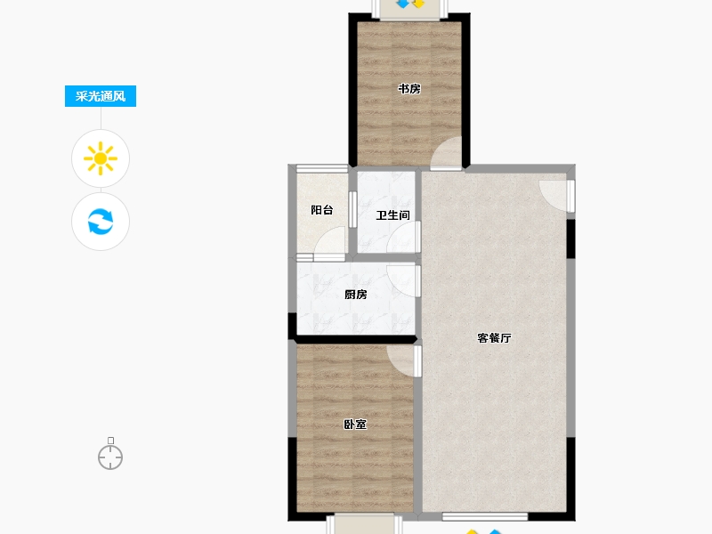 云南省-曲靖市-金色尚居-64.07-户型库-采光通风