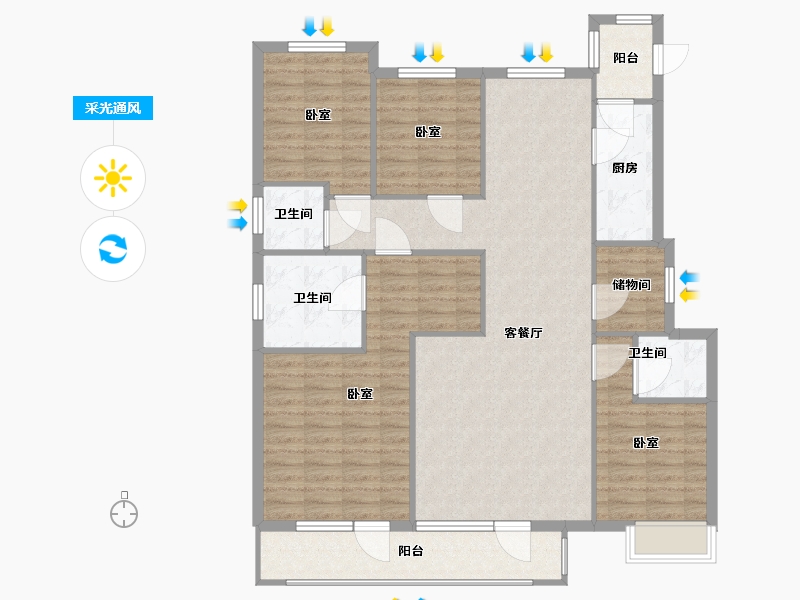 河北省-沧州市-泰享嘉府-129.98-户型库-采光通风