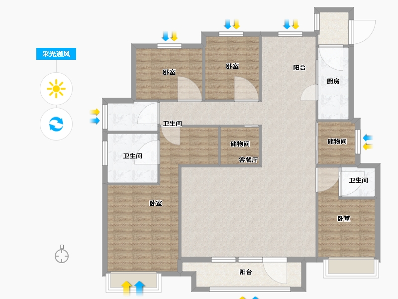 河北省-沧州市-泰享嘉府-147.60-户型库-采光通风