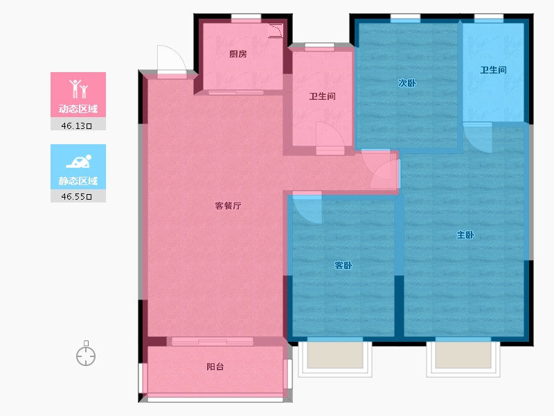 河北省-沧州市-中梁观沧海-82.79-户型库-动静分区