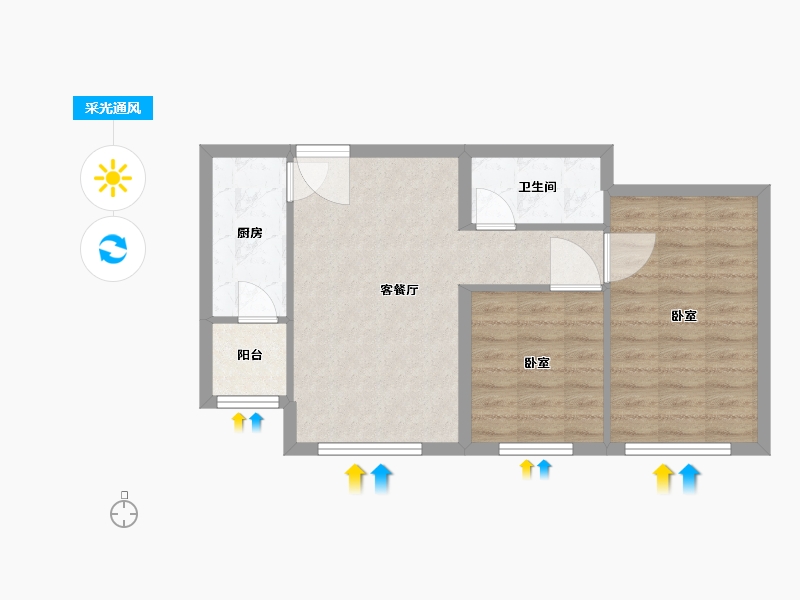 河北省-廊坊市-狮子城丁香园-58.00-户型库-采光通风