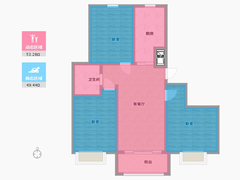 山西省-太原市-棕榈西园-91.77-户型库-动静分区