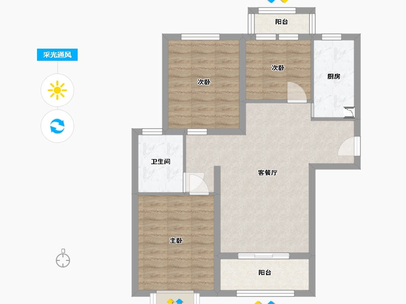 河北省-廊坊市-龙邸·厚得街-71.25-户型库-采光通风