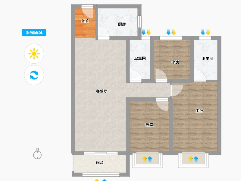 山西省-太原市-红星·紫御半山-78.21-户型库-采光通风