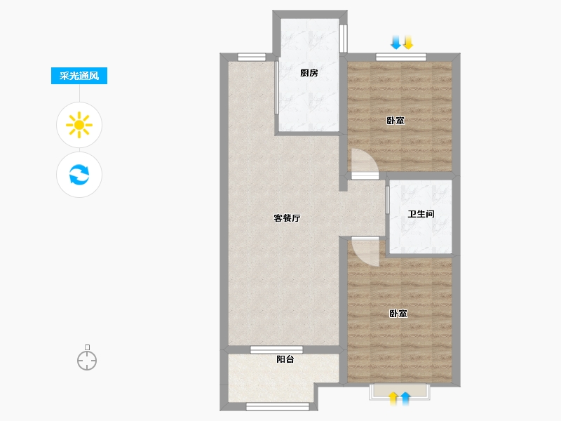 山西省-太原市-融创外滩公馆二期-70.00-户型库-采光通风