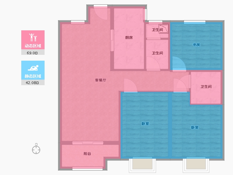 山西省-太原市-融创外滩公馆二期-99.51-户型库-动静分区