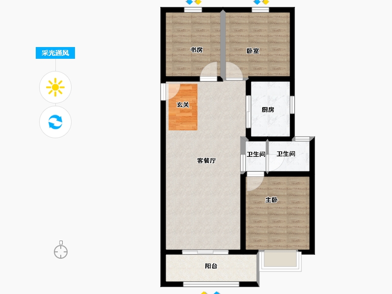 山西省-太原市-红星·紫御半山-81.66-户型库-采光通风