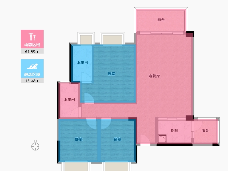 四川省-成都市-兴城人居云山府-92.67-户型库-动静分区