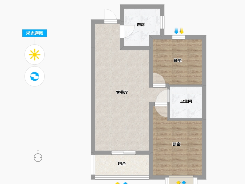 山西省-太原市-晋建迎曦园-58.84-户型库-采光通风