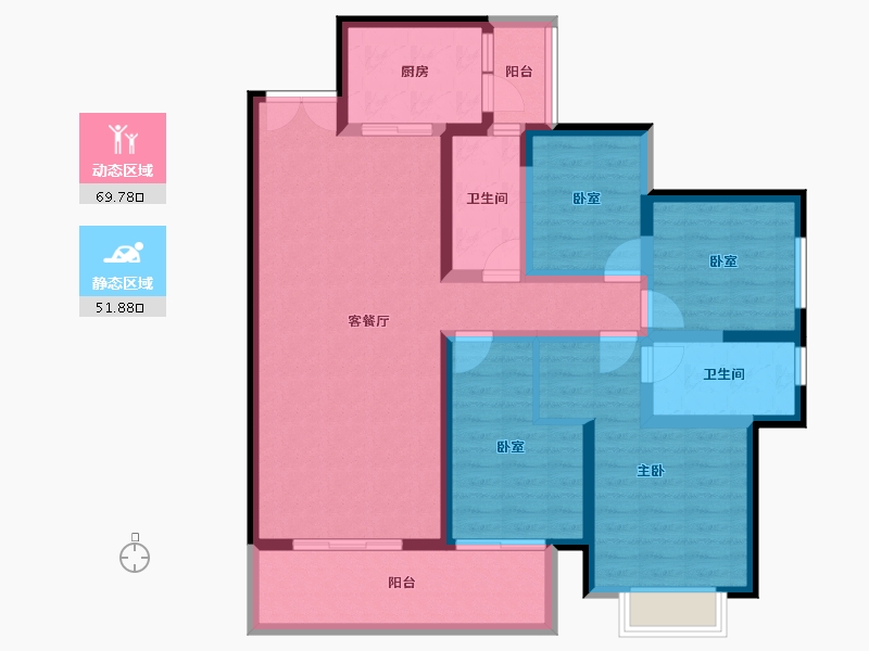 云南省-昆明市-恒泰理想城-107.82-户型库-动静分区