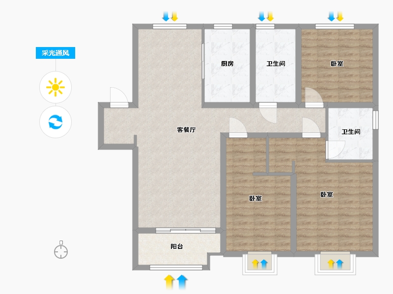 山西省-太原市-融创外滩公馆二期-108.00-户型库-采光通风