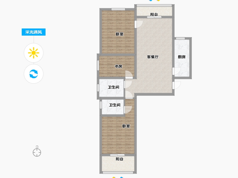 山西省-太原市-天鼎华府-104.20-户型库-采光通风