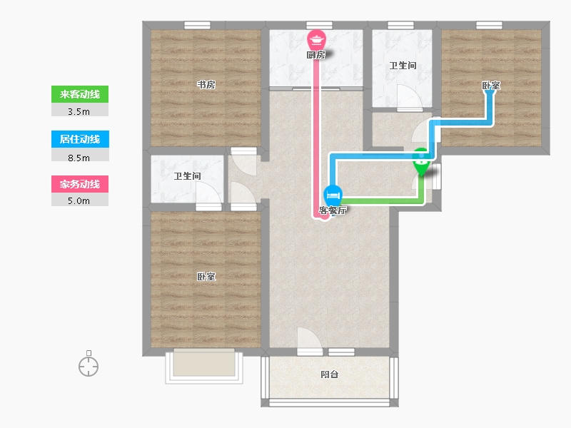 山西省-太原市-中格云景里-88.79-户型库-动静线