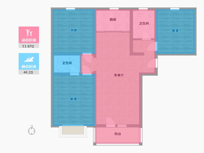 山西省-太原市-中格云景里-88.79-户型库-动静分区