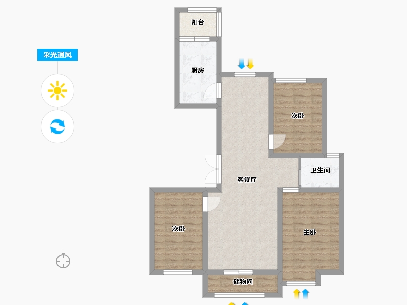 河北省-廊坊市-文院9号-82.39-户型库-采光通风