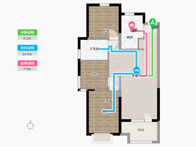 河北省-廊坊市-大运河孔雀城时代锦悦-84.01-户型库-动静线