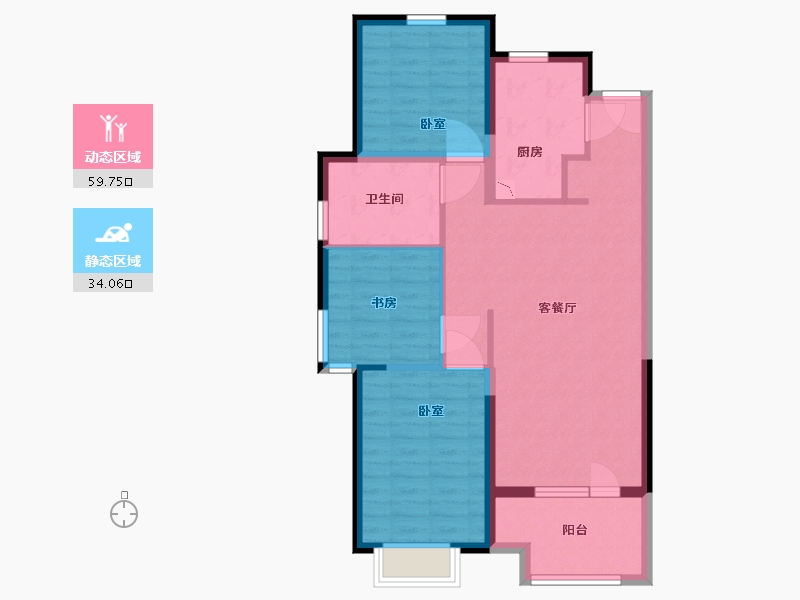 河北省-廊坊市-大运河孔雀城时代锦悦-84.01-户型库-动静分区