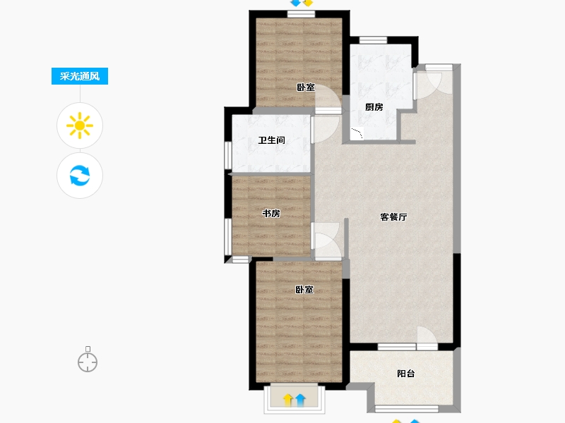 河北省-廊坊市-大运河孔雀城时代锦悦-84.01-户型库-采光通风