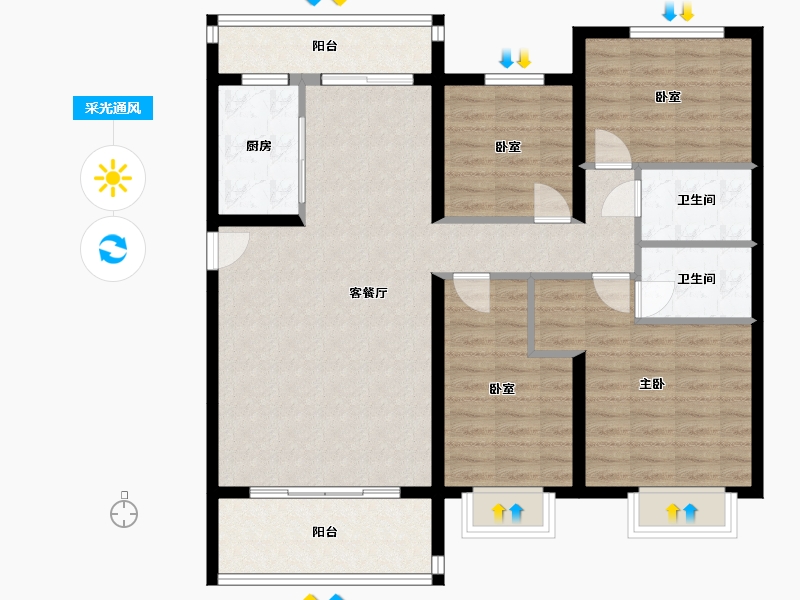 山西省-太原市-晋中碧桂园-108.48-户型库-采光通风