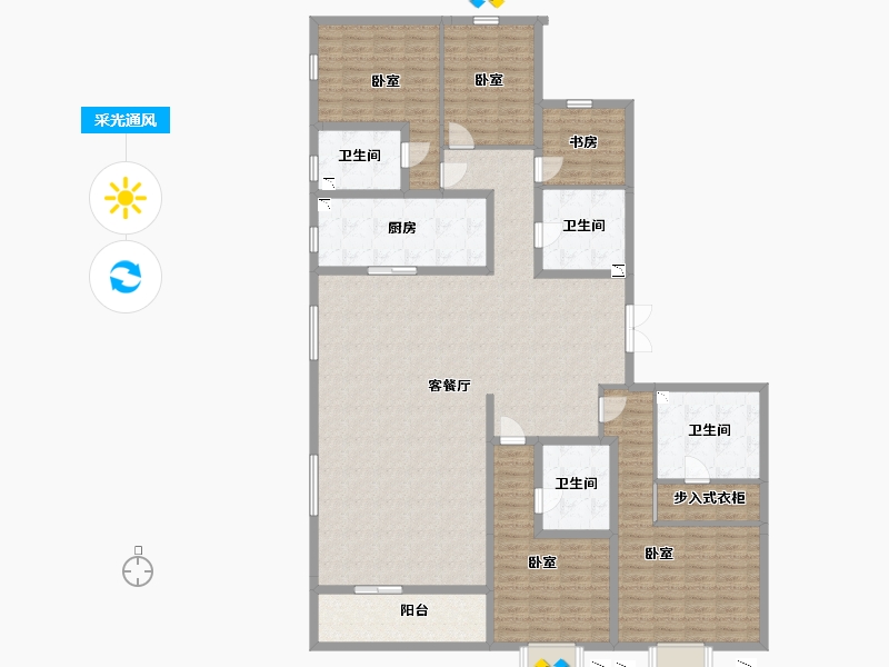 山西省-太原市-万达龙樾府-196.90-户型库-采光通风