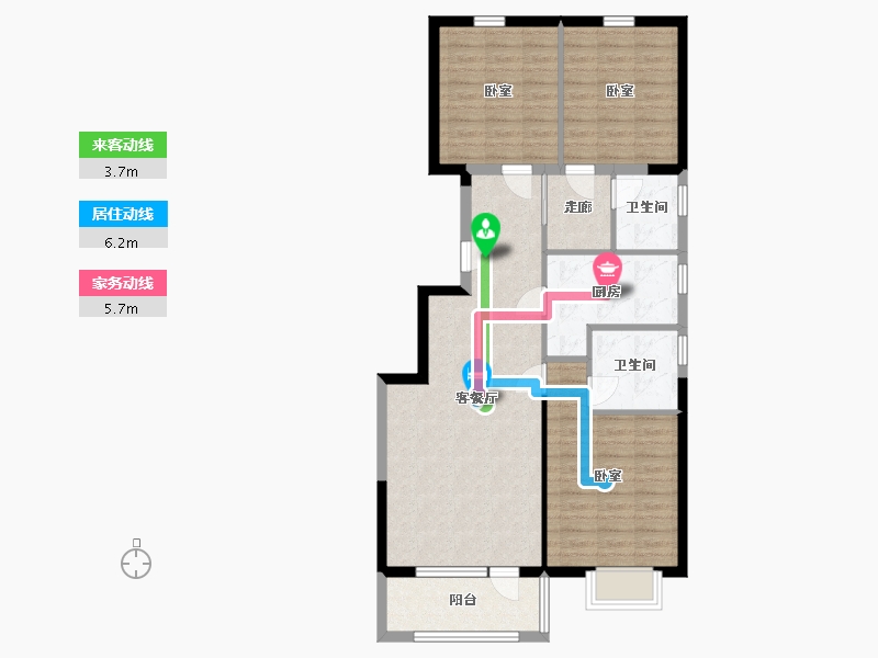 河北省-廊坊市-大运河孔雀城时代锦悦-90.00-户型库-动静线