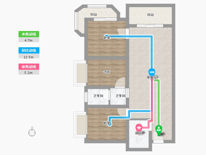 云南省-昆明市-金泰国际Ⅲ期名门-63.58-户型库-动静线