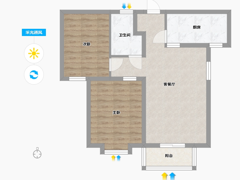 河北省-廊坊市-龙邸·厚得街-62.72-户型库-采光通风