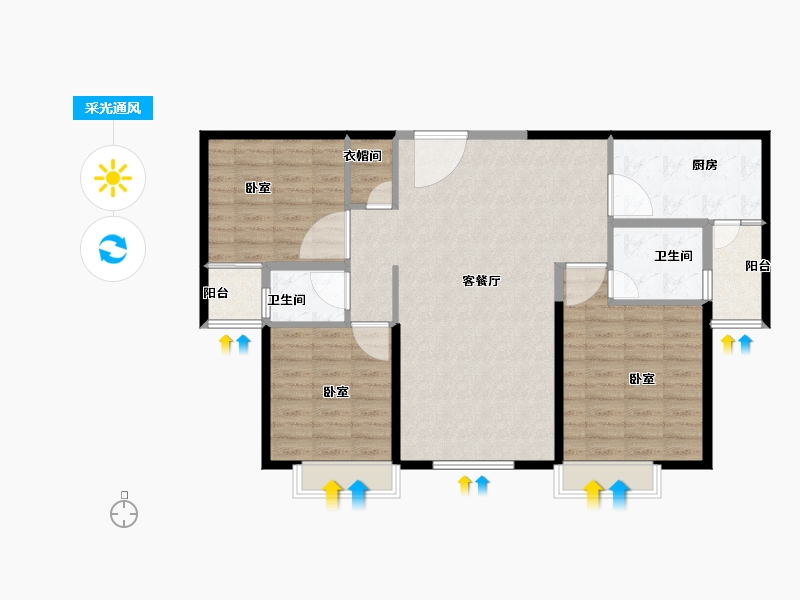 云南省-曲靖市-金色尚居-93.61-户型库-采光通风