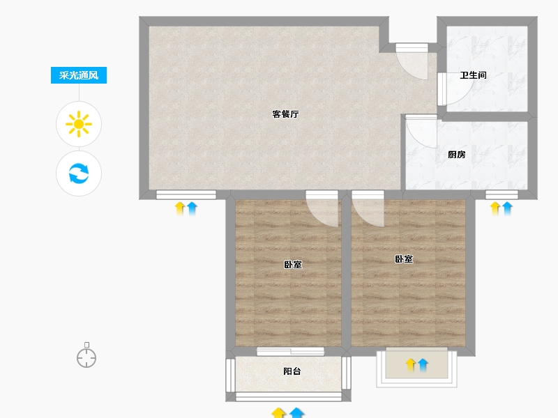 山西省-太原市-宜佳上东城-68.97-户型库-采光通风