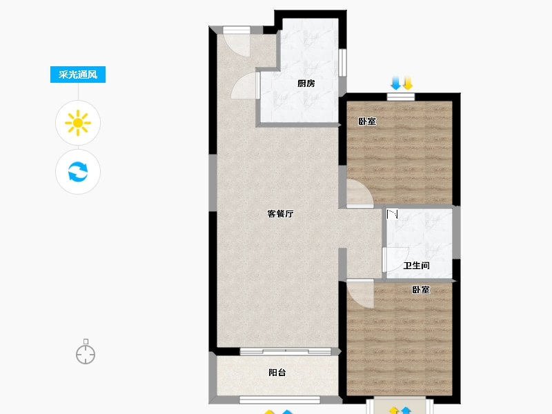 山西省-太原市-富力天禧公馆-75.10-户型库-采光通风