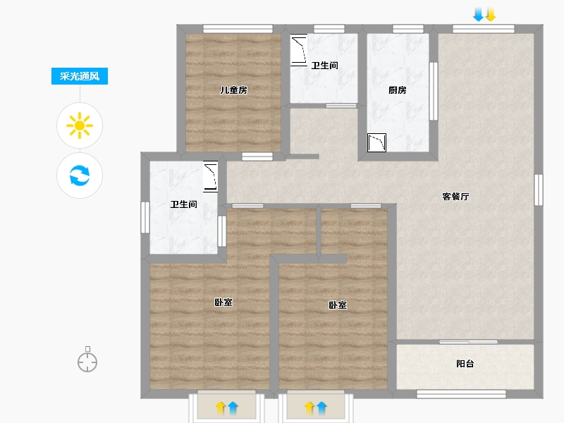 山西省-太原市-中国铁建西府国际-99.00-户型库-采光通风