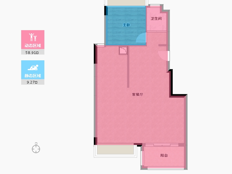 四川省-成都市-华侨城碧桂园莫奈的湖-62.18-户型库-动静分区