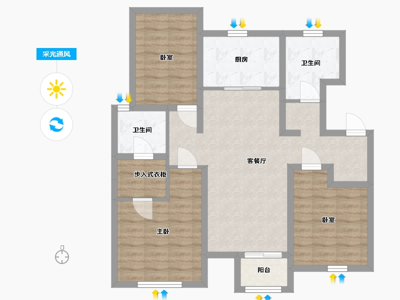 河北省-沧州市-润森紫御府-82.30-户型库-采光通风