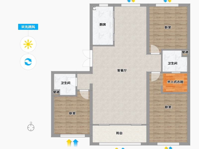 山西省-大同市-碧水云天·御河苑-113.05-户型库-采光通风