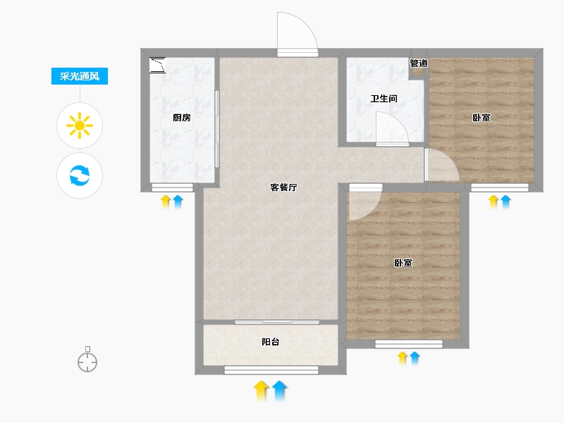 山西省-大同市-碧水云天·御河苑-77.20-户型库-采光通风