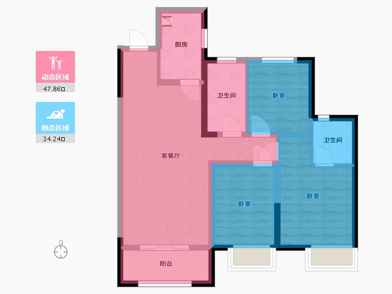 河北省-沧州市-保利花园-72.24-户型库-动静分区