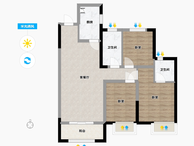 河北省-沧州市-保利花园-72.24-户型库-采光通风