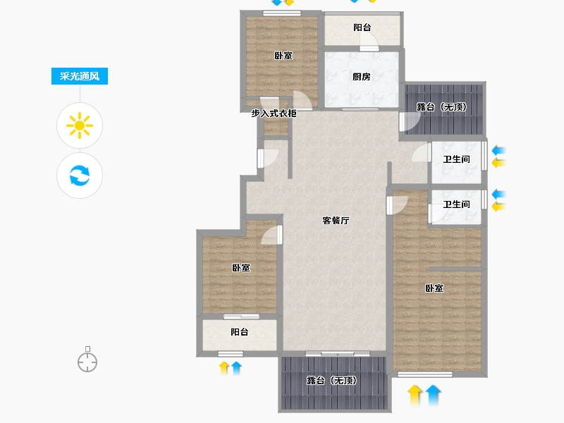 山西省-太原市-怡和天润园-134.63-户型库-采光通风