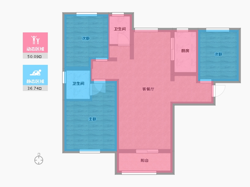 河北省-廊坊市-龙邸·厚得街-76.50-户型库-动静分区