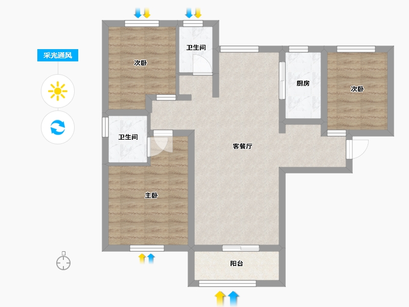 河北省-廊坊市-龙邸·厚得街-76.50-户型库-采光通风