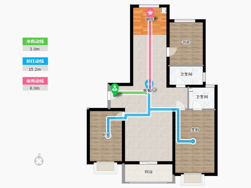 山西省-太原市-万科金域蓝湾二期-106.09-户型库-动静线