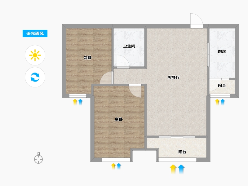 山西省-太原市-竞杰·常青藤-68.42-户型库-采光通风