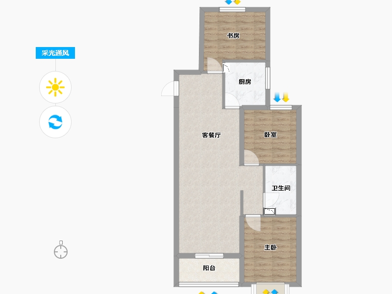 山西省-太原市-如意小区-71.57-户型库-采光通风