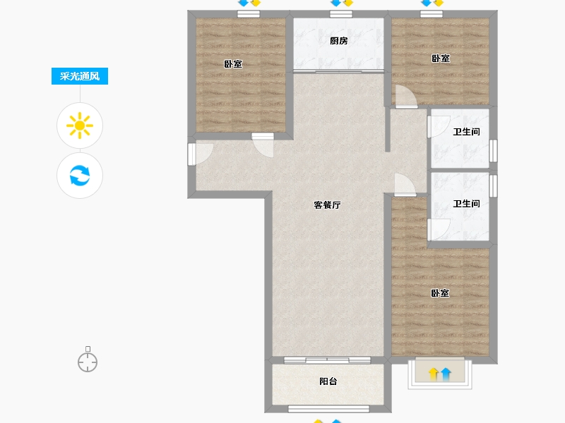 山西省-太原市-泰瑞城九礼-98.00-户型库-采光通风