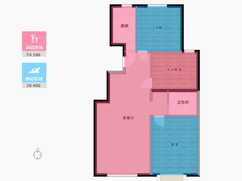 内蒙古自治区-包头市-阳光上城·玫瑰谷-78.61-户型库-动静分区