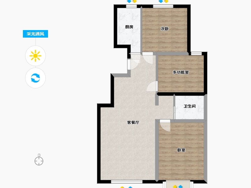 内蒙古自治区-包头市-阳光上城·玫瑰谷-78.61-户型库-采光通风