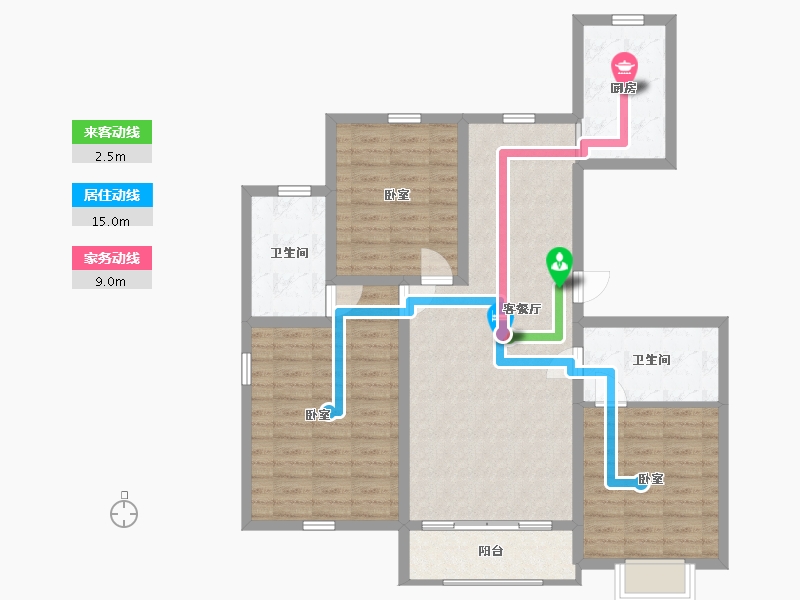 内蒙古自治区-包头市-滨河风景-103.64-户型库-动静线