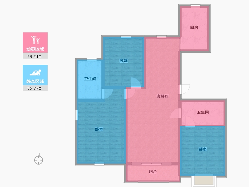 内蒙古自治区-包头市-滨河风景-103.64-户型库-动静分区