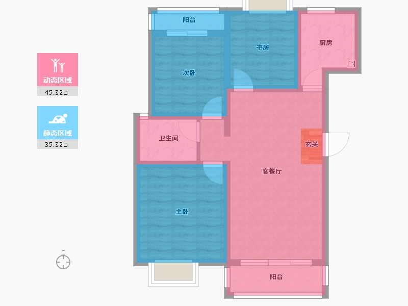 云南省-昆明市-第三城紫香园-70.81-户型库-动静分区