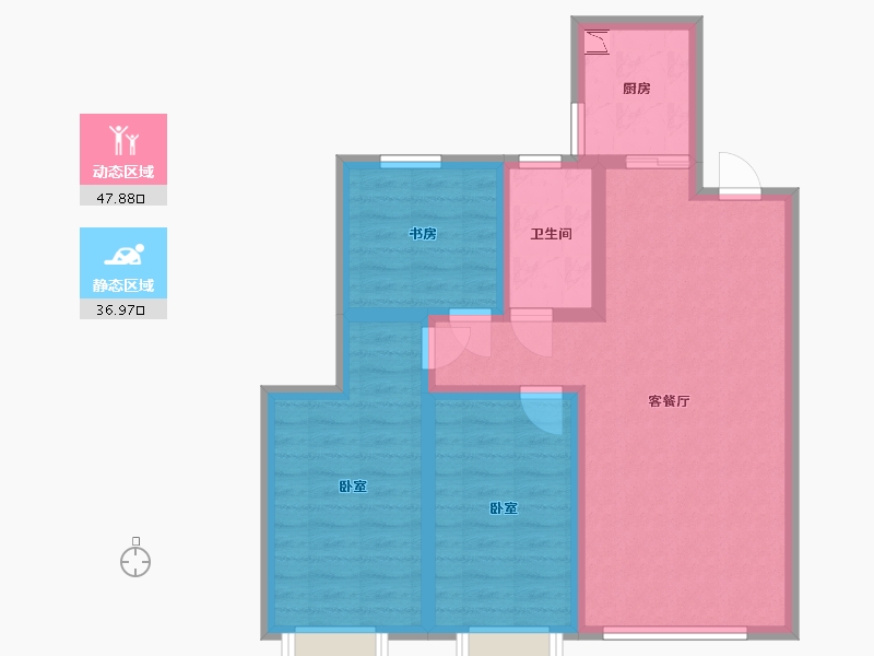 内蒙古自治区-包头市-壹品府-74.93-户型库-动静分区